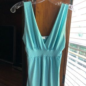 Body Central Aqua/ Black Polka Dot Top